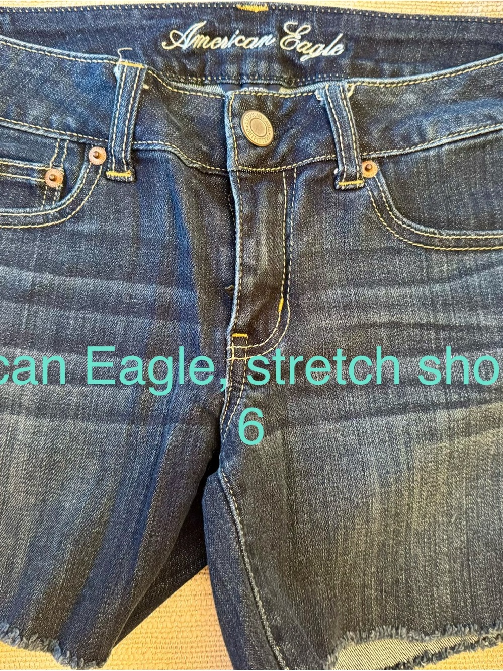 American Eagle Outfitters Dark Blue Stretch Jean Shorts